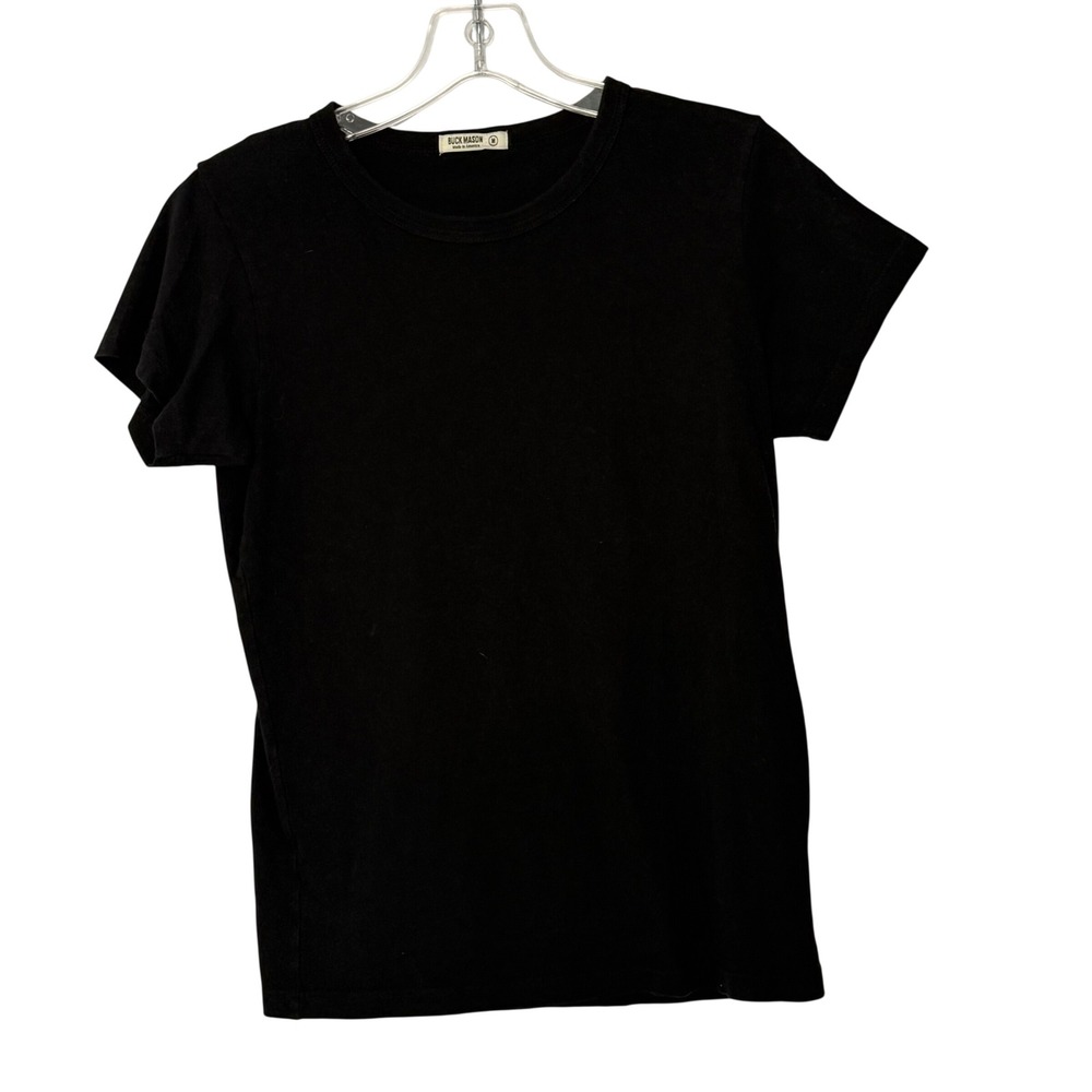 Buck Mason Short Sleeve Cotton Tee Black Crew Neck - Medium